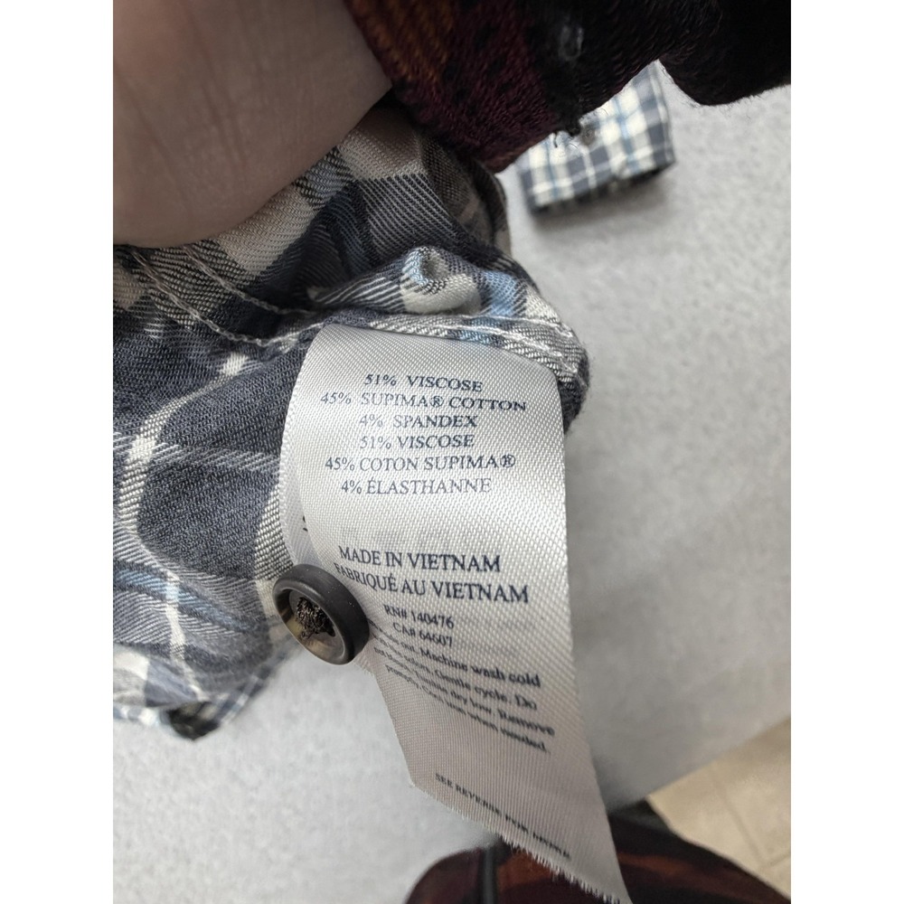 Faherty Shirt Mens 2XL Gray Plaid Long Sleeve Button Up Stretch Flannel Casual - Picture 7 of 11